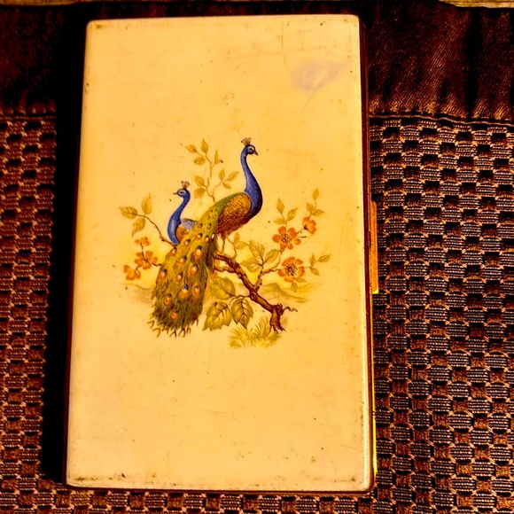 Beautiful cigarette case with peacock for tall, thin cigarettes - Picture 1 of 2